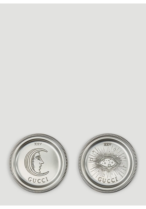 Gucci Set Of Two Star Eye And Moon Coasters -  Kitchen  Silver One Size