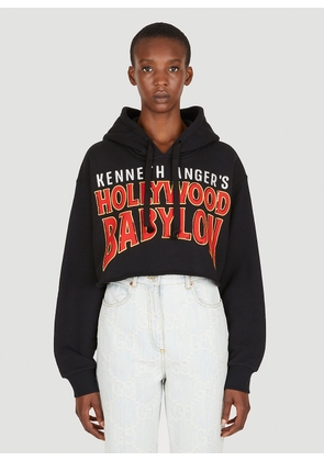 Gucci Embellished Cropped Hooded Sweatshirt - Woman Sweatshirts Black S