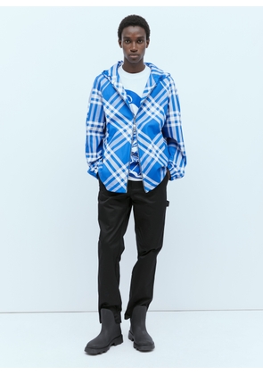 Burberry Check Hooded Jacket - Man Jackets Blue S