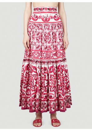 Dolce & Gabbana Majolica Print Maxi Skirt - Woman Skirts Pink It - 40