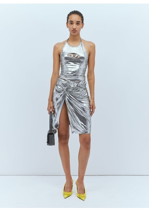 Diesel O-melt Draped Midi Skirt - Woman Skirts Silver Xs