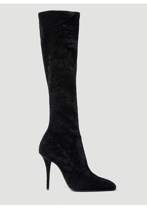 Saint Laurent Talia Velvet Boots - Woman Boots Black Eu - 37