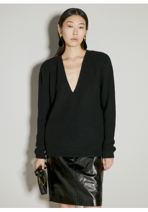 Saint Laurent V Neck Wool Sweater - Woman Knitwear Black Xs