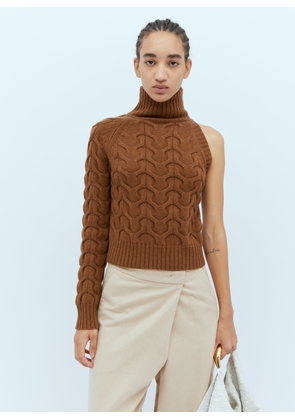 Max Mara One-sleeve Cable Knit Sweater - Woman Knitwear Brown L