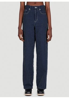 Kenzo Sashiko Stitch Wide Leg Jeans - Woman Jeans Blue 27