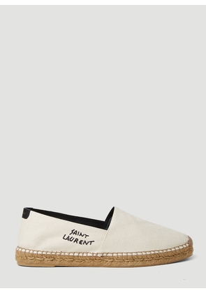 Saint Laurent Logo Embroidery Espadrilles - Man Slip Ons Beige Eu - 42