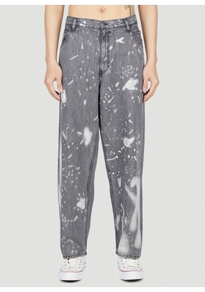 LN-CC x Non Denim Bleached Wide Jeans - Man Jeans Grey 30