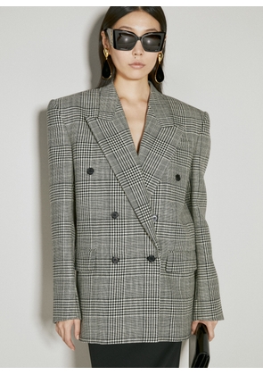 Saint Laurent Oversized Prince Of Wales Wool Blazer - Woman Blazers Grey Fr - 34