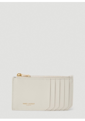 Saint Laurent Painted Zip Top Card Holder - Woman Wallets & Cardholders White One Size