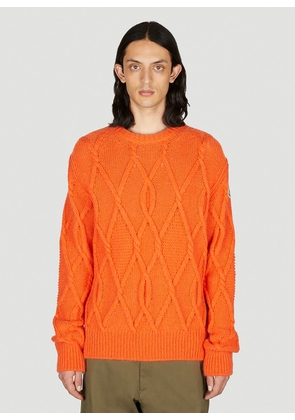Moncler Cable Knit Crewneck Sweater - Man Knitwear Orange S