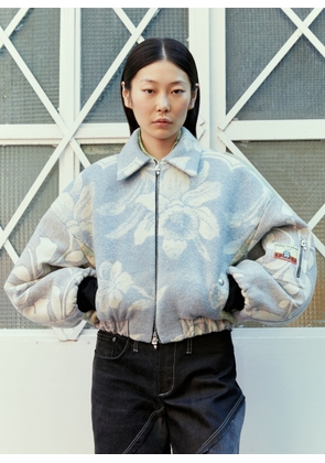 Rave Review Simone Flower Cropped Bomber Jacket - Woman Jackets Blue Eu - 36