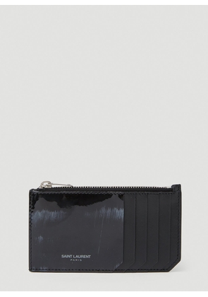 Saint Laurent Painted Zip Top Card Holder - Man Wallets & Cardholders Black One Size