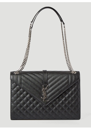 Saint Laurent Envelope Satchel Large Shoulder Bag - Woman Shoulder Bags Black One Size