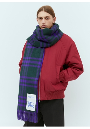 Burberry Check Cashmere Reversible Scarf - Man Scarves Purple One Size