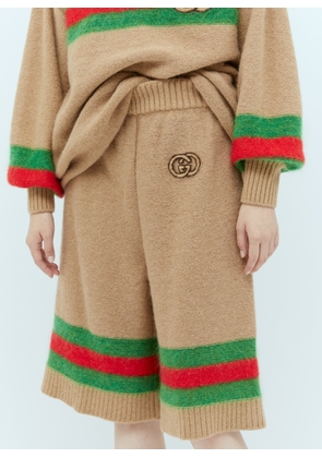 Gucci Interlocking Gg Wool Mohair Bermuda Shorts - Woman Shorts Beige M