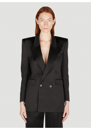 Saint Laurent Double Breasted Silk Blazer - Woman Blazers Black Fr - 38