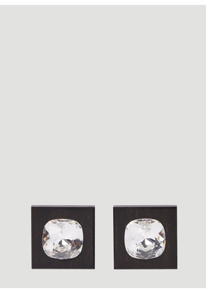 Saint Laurent Mounted Crystal Clip-on Earrings - Woman Jewellery Black One Size