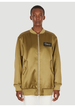 Gucci Logo Patch Bomber Jacket - Woman Jackets Green It - 42