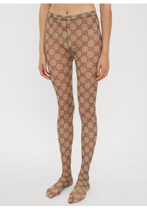 Gucci Gg Supreme Tights - Woman Socks Beige M