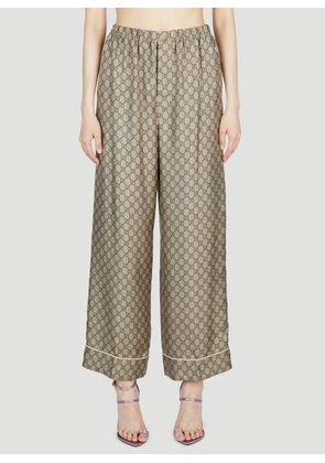 Gucci Gg Supreme Silk Pants - Woman Pants Beige It - 36