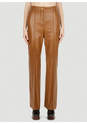 Gucci Leather Straight Leg Pants - Woman Pants Brown It - 40