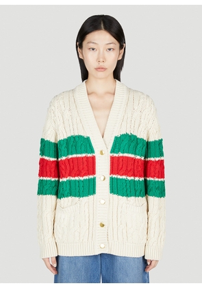 Gucci Web Stripe Cardigan - Woman Knitwear Cream Xs
