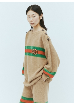 Gucci Interlocking Gg Wool Mohair Sweater - Woman Knitwear Beige Xs