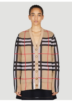 Burberry Iconic Check Jacquard Cardigan - Woman Knitwear Beige M