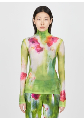 Acne Studios Floral Print Mesh Top - Woman Tops Green M