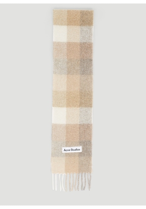 Acne Studios Check Logo Patch Scarf -  Scarves Beige One Size