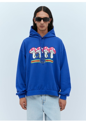 Gucci Mushroom Logo Hooded Sweatshirt - Man Sweatshirts Blue L