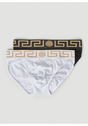 Versace Pack Of Two Greca Border Briefs - Man Underwear White 4