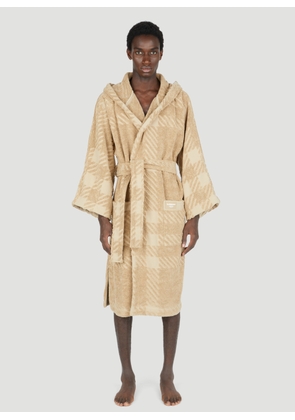 Burberry Check Cotton Jacquard Hooded Robe -  Face & Body Beige M