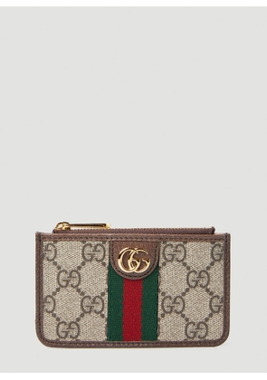 Gucci Gg Supreme Web Card Holder - Woman Wallets & Cardholders Brown One Size