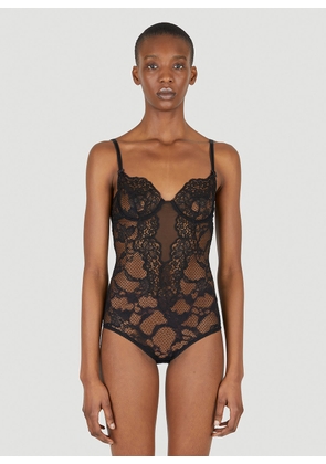 Gucci Floral Lace Bodysuit - Woman Underwear Black Xs