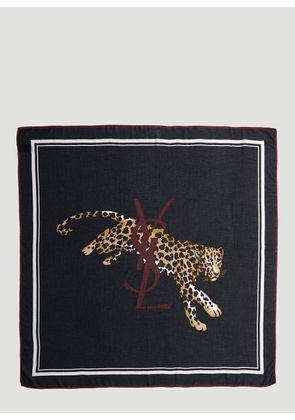 Saint Laurent Leopard Print Square Scarf - Woman Scarves Black One Size