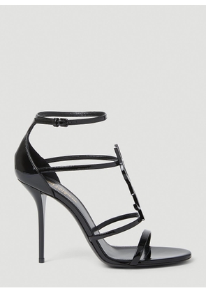Saint Laurent Cassandra Logo Plaque Sandals - Woman Heels Black Eu - 38