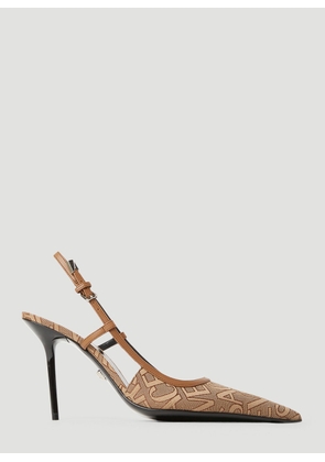 Versace Logo Sling Back High Heels - Woman Heels Beige Eu - 36