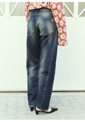 Reward If Found Patchwork Jeans - Woman Jeans Blue L