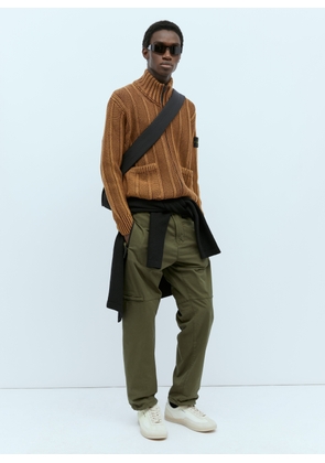 Stone Island Zip Up Wool Cardigan - Man Knitwear Brown Xxxl