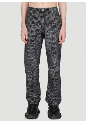 Balmain Jacquard Monogram Denim Jeans - Man Jeans Black 28