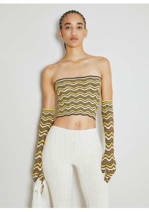 Isa Boulder Wave Knit Bandeau Top With Glove Set - Woman Tops Yellow L