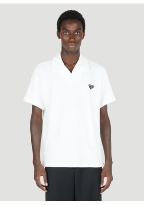 Prada Terry-cloth Logo Patch Polo Shirt - Man Polo Shirts White S