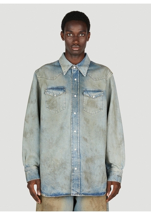 Acne Studios Distressed Denim Shirt - Man Shirts Blue Eu - 54
