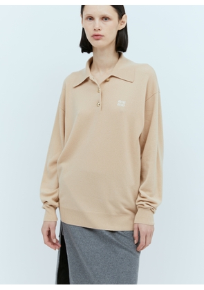 Miu Miu Cashmere Knit Polo Shirt - Woman Knitwear Beige It - 38