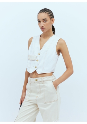 GANNI Denim Waistcoat - Woman Tops Beige Eu - 36