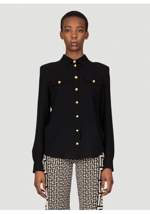Balmain Shoulder Pad Silk Shirt - Woman Shirts Black Fr - 38
