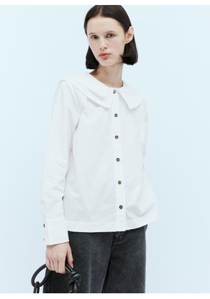 GANNI Double-collar Poplin Shirt - Woman Shirts White Eu - 34