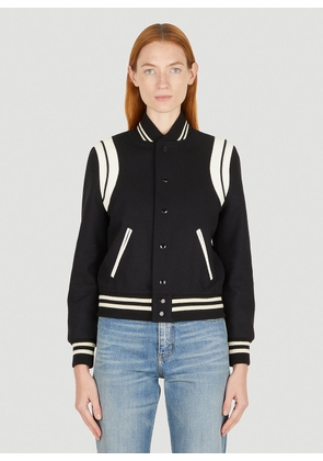 Saint Laurent Teddy Varsity Jacket - Woman Jackets Black Fr - 34