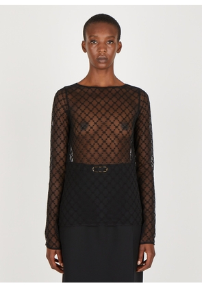 Gucci Gg Embroidered Tulle Top - Woman Tops Black S